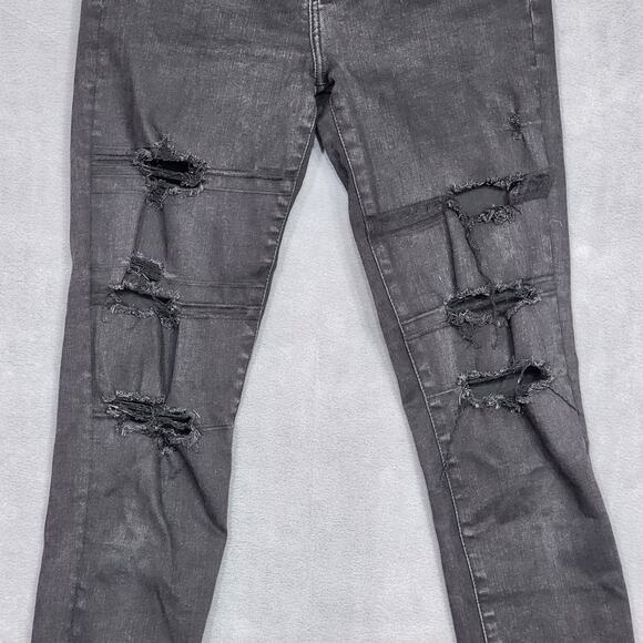 Abercrombie & Fitch Ultra High Rise Super Skinny Ankle 4 Long Black Distressed - Picture 2 of 12